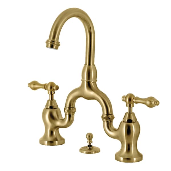 Bridge Bathroom Faucet with Brass PopUp, Brushed Brass